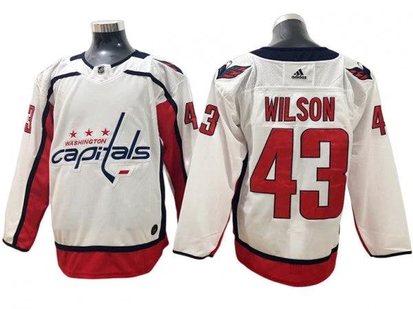 Washington Capitals #43 Tom Wilson White Away Jersey by Hockey David
