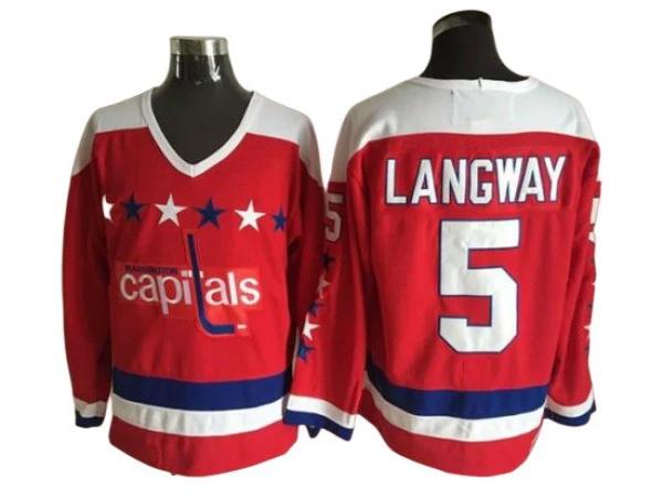 Washington Capitals #5 Rod Langway Red 1980 Vintage CCM Jersey by Hockey David
