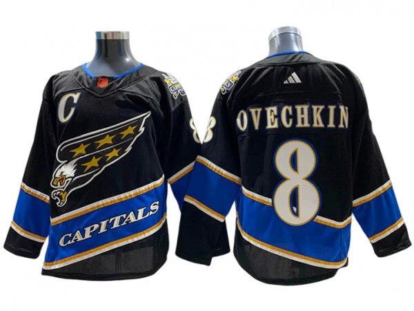 Washington Capitals #8 Alex Ovechkin Black 2022&23 Reverse Retro Jersey by Hockey David