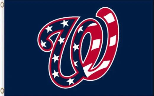 Washington Nationals American Flag 3X5Ft Banner USA Polyester with Brass Grommets by flagsjustdoit