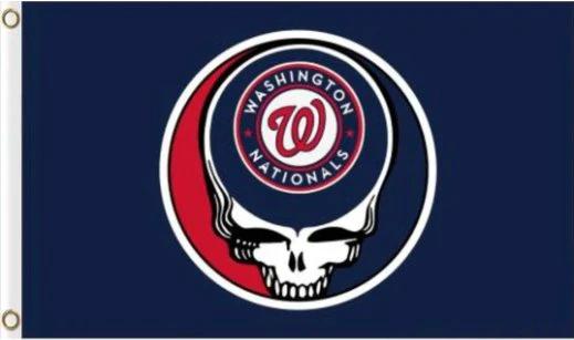 Washington Nationals Dead Skull Flag 3X5Ft Banner USA Polyester with Brass Grommets by flagsjustdoit
