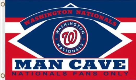 Washington Nationals Man Cave Flag 3X5Ft Banner USA Polyester with Brass Grommets by flagsjustdoit