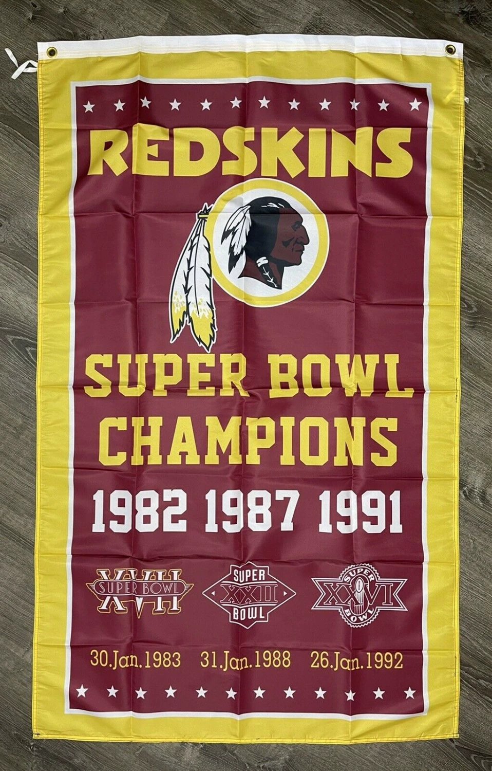 Washington Redskins Super Bowl Championship Flag Vertical 3x5 ft Sports Banner New by flagsjustdoit