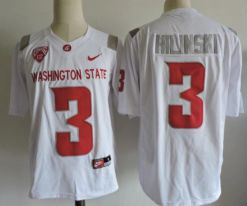 Washington State Cougars #3 Hilinski College Football Jersey White by My Store