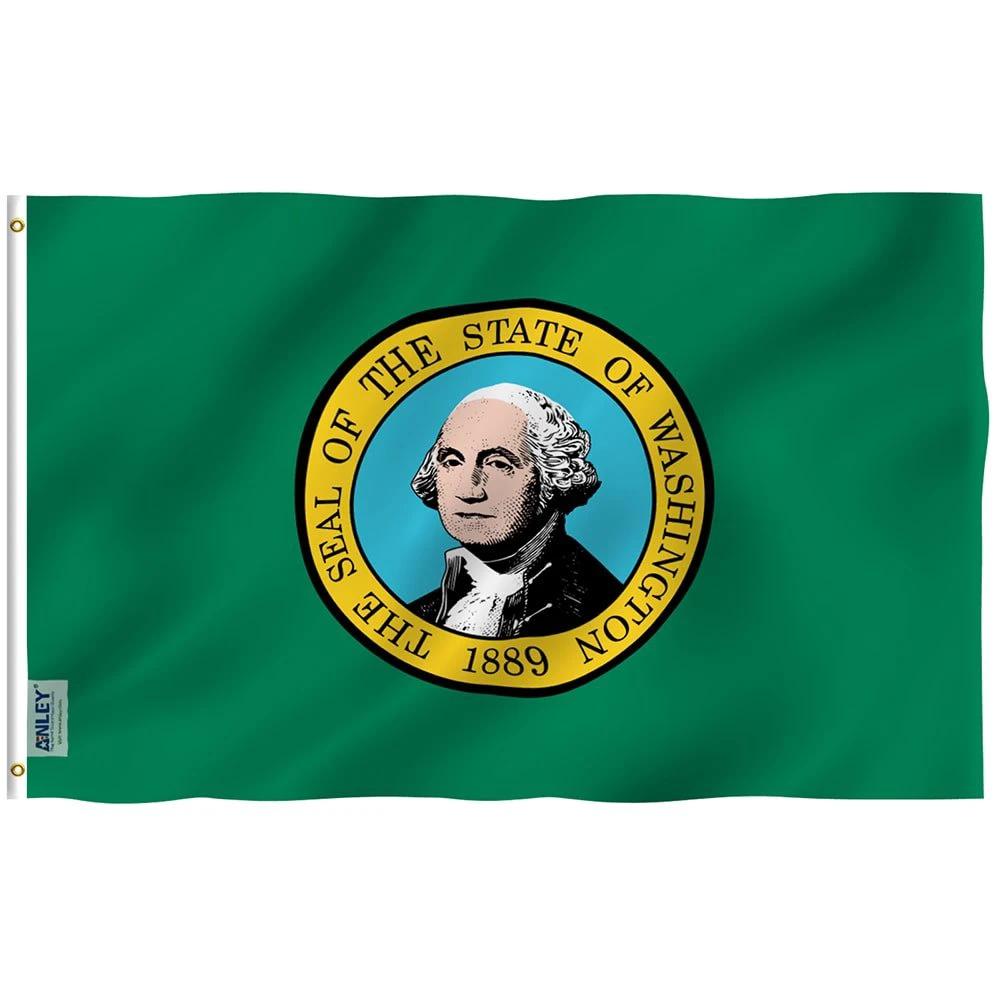 Washington State Flag - Washington WA Flag with Brass Grommets 3X5Ft Banner USA by flagsjustdoit