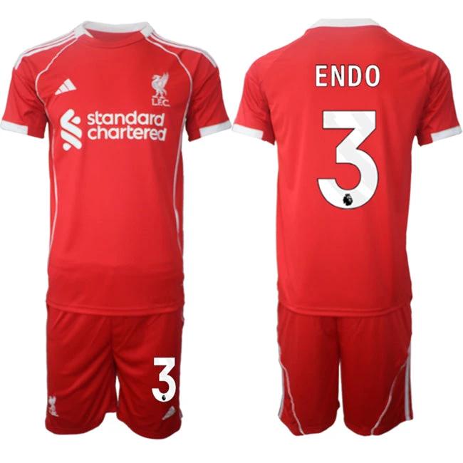 Wataru Endo Jersey #3 Liverpool Red Home 2025 Soccer Suit by Soccer Jersey