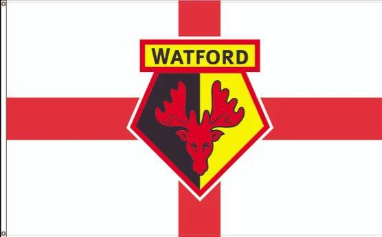 Watford F.C. Football Club Flag 3x5ft Banner Polyester Red White by flagsjustdoit