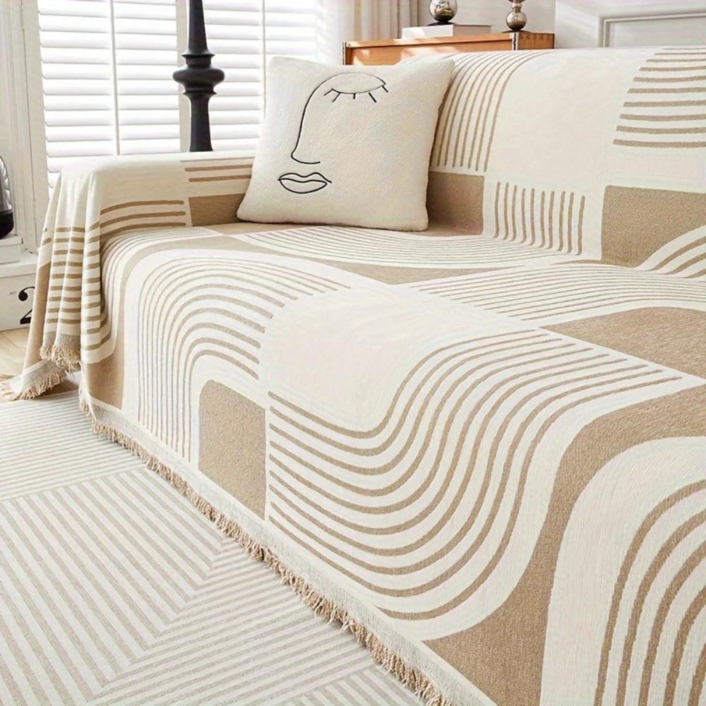 Wavy Stripe Boho Sofa Cover by Casa & Beyond