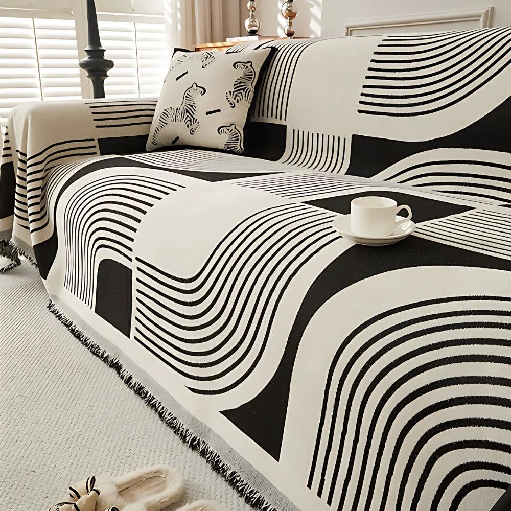 Wavy Stripe Boho Sofa Cover by Casa & Beyond