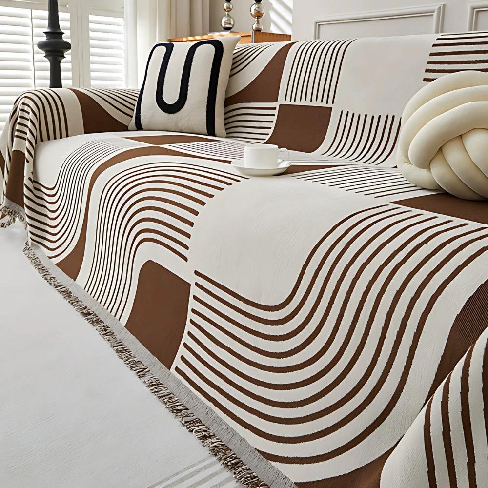 Wavy Stripe Boho Sofa Cover by Casa & Beyond