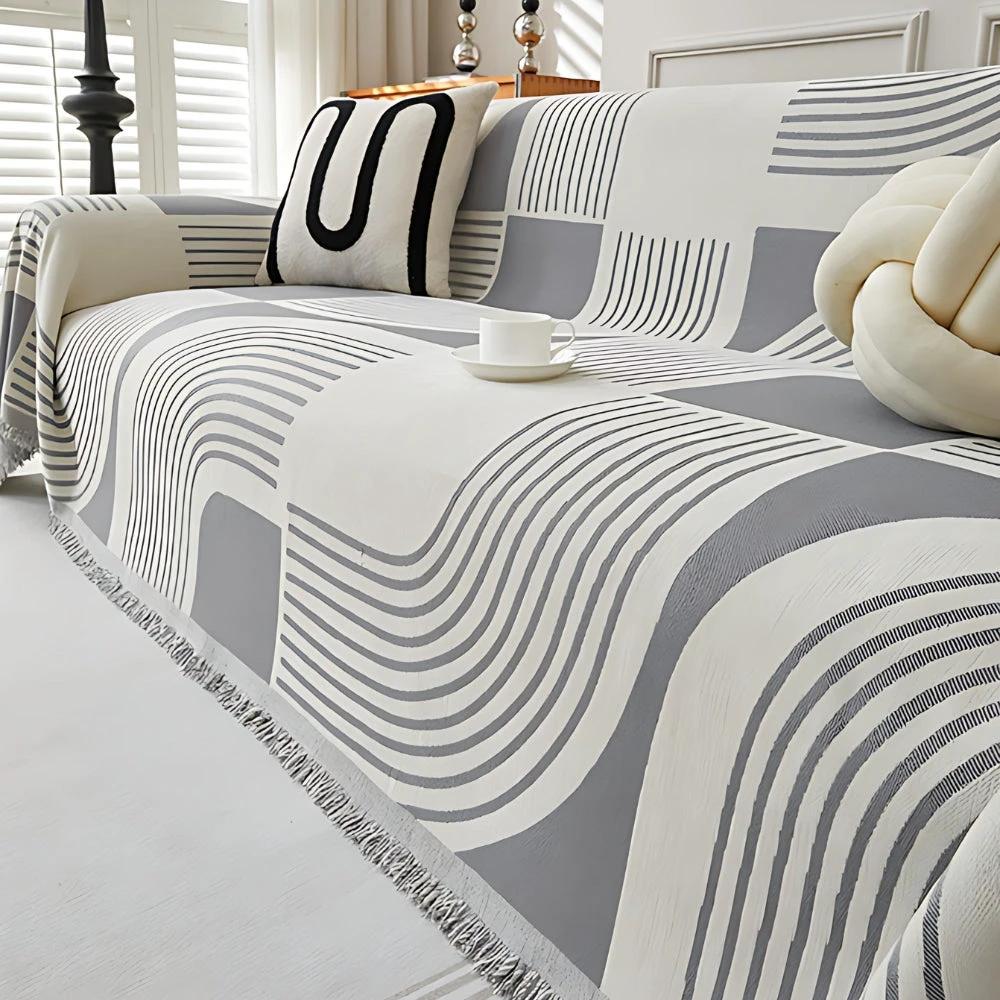 Wavy Stripe Boho Sofa Cover by Casa & Beyond