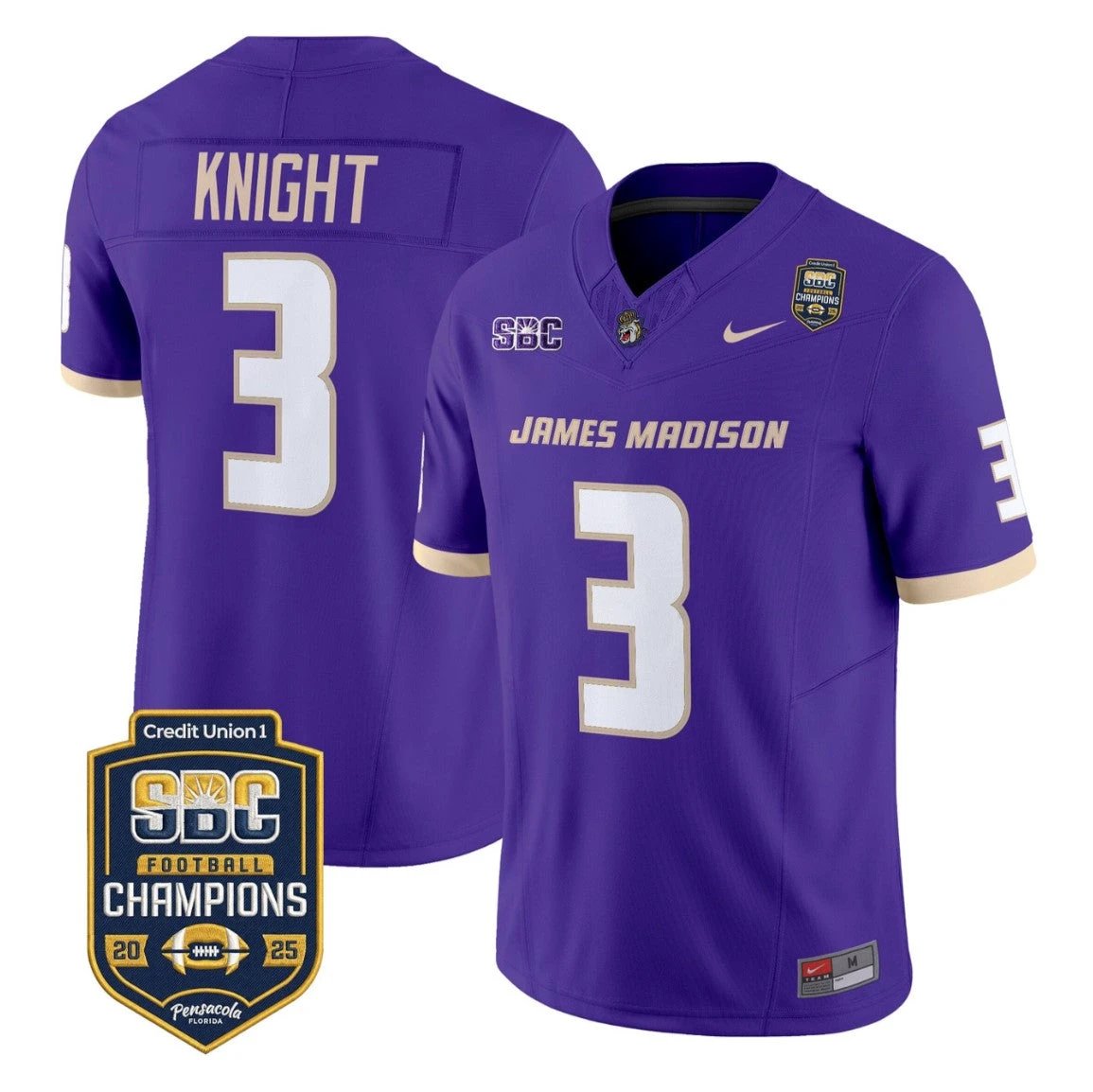 Wayne Knight Jersey #3 James Madison Dukes 2025 SBC Champions Stitched by My Store NCAA Football Jerseys