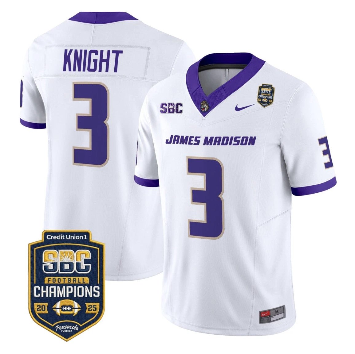 Wayne Knight Jersey #3 James Madison Dukes 2025 SBC Champions Stitched by My Store NCAA Football Jerseys