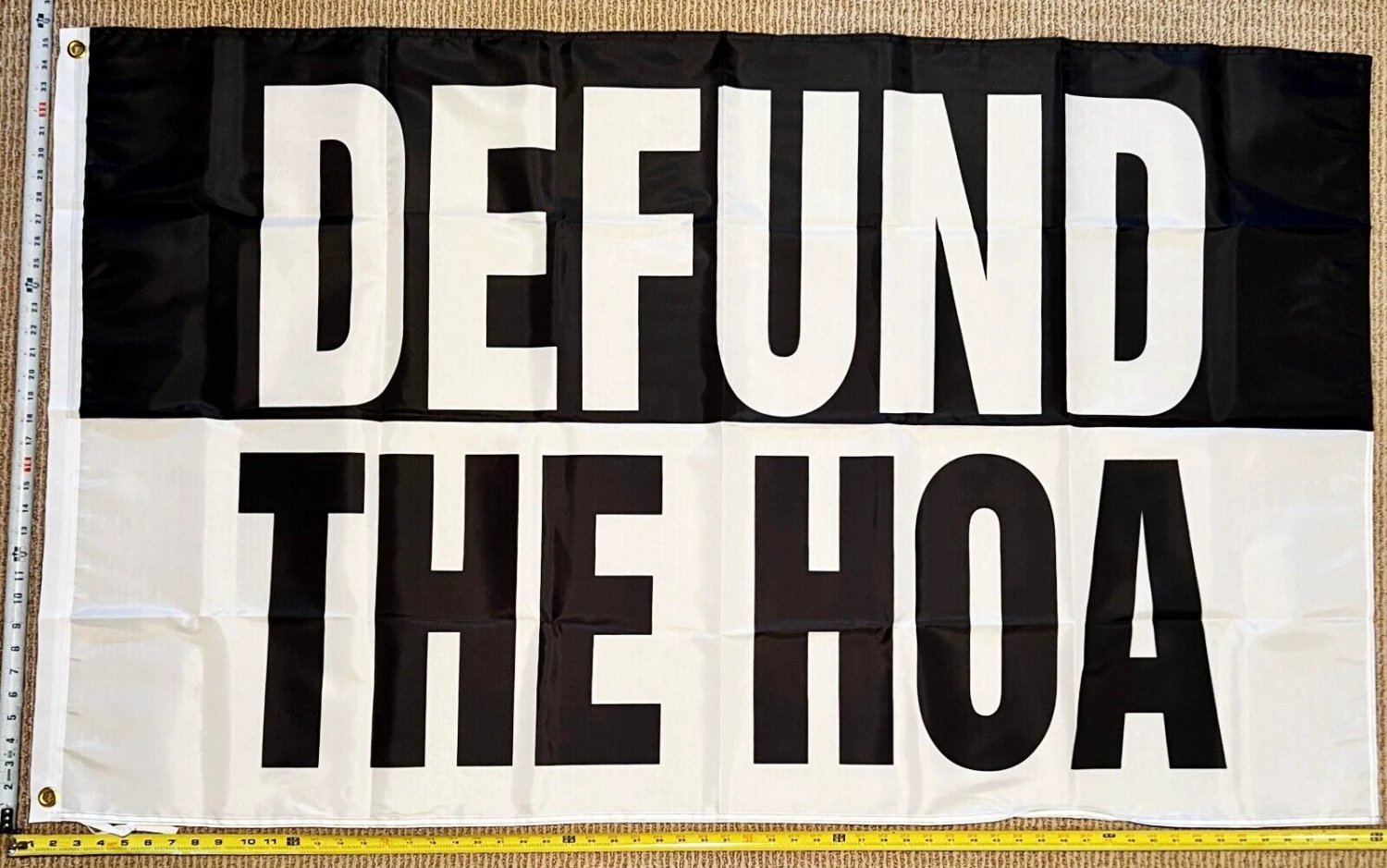 Welcome Flag Defund The HOA Black White Bl Home Owners Sign Poster USA 3x5' by flagsjustdoit