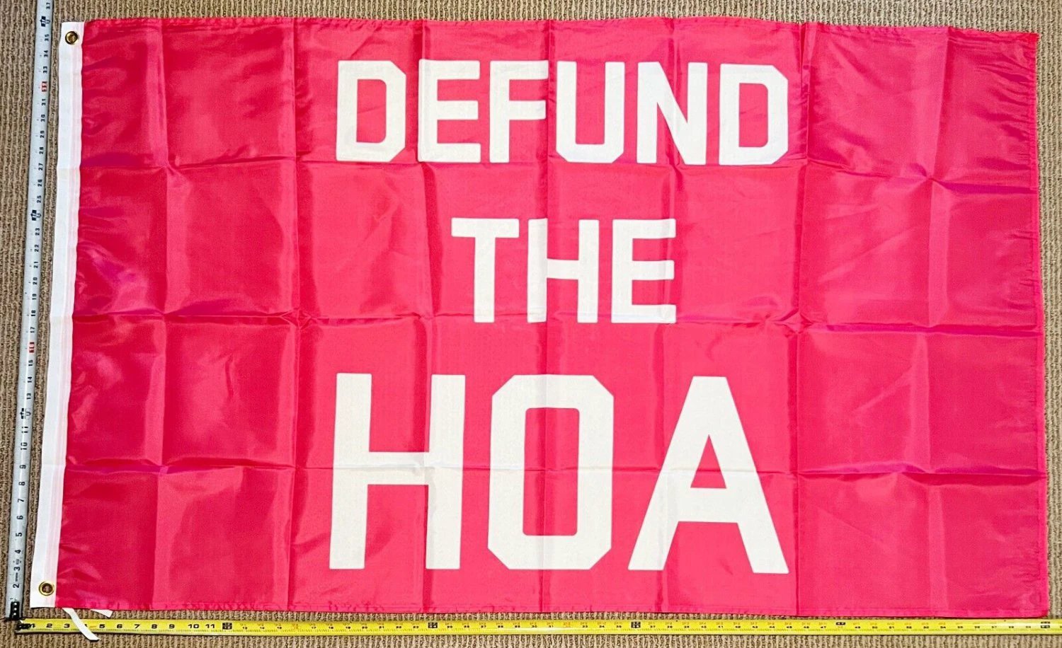 Welcome Flag Defund The HOA Pink Home Owners Sign Poster USA 3x5' by flagsjustdoit