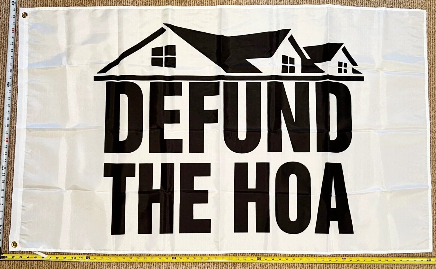 Welcome Flag Defund The HOA White TH Home Owners Sign Poster USA 3x5' by flagsjustdoit