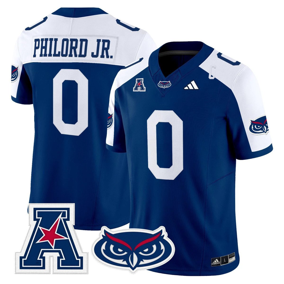 Wendol Philord Jersey #0 Florida Atlantic Owls 2025 All Stitched Blue Alter by My Store NCAA Football Jerseys
