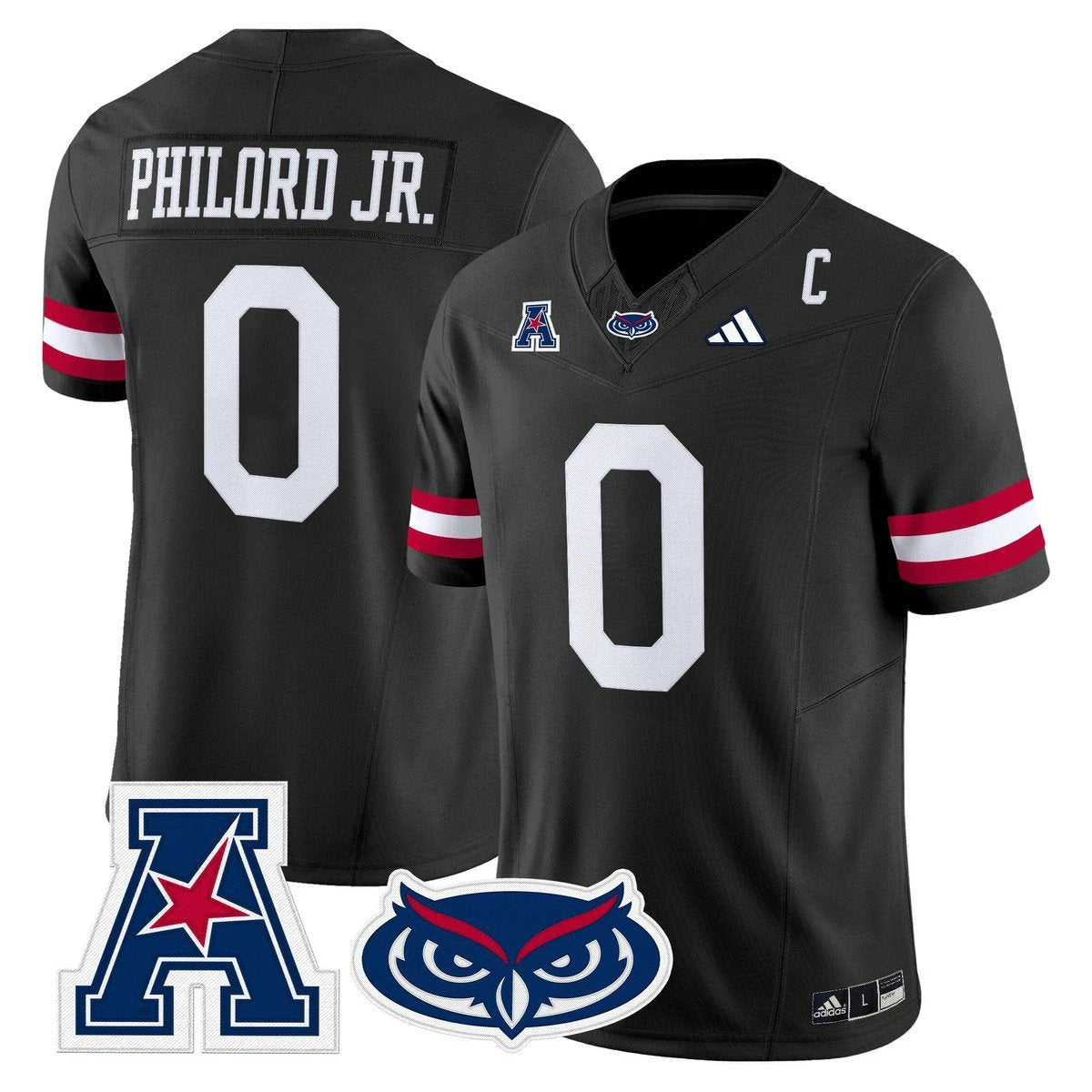 Wendol Philord Jersey #0 Florida Atlantic Owls 2025 All Stitched Black by My Store NCAA Football Jerseys
