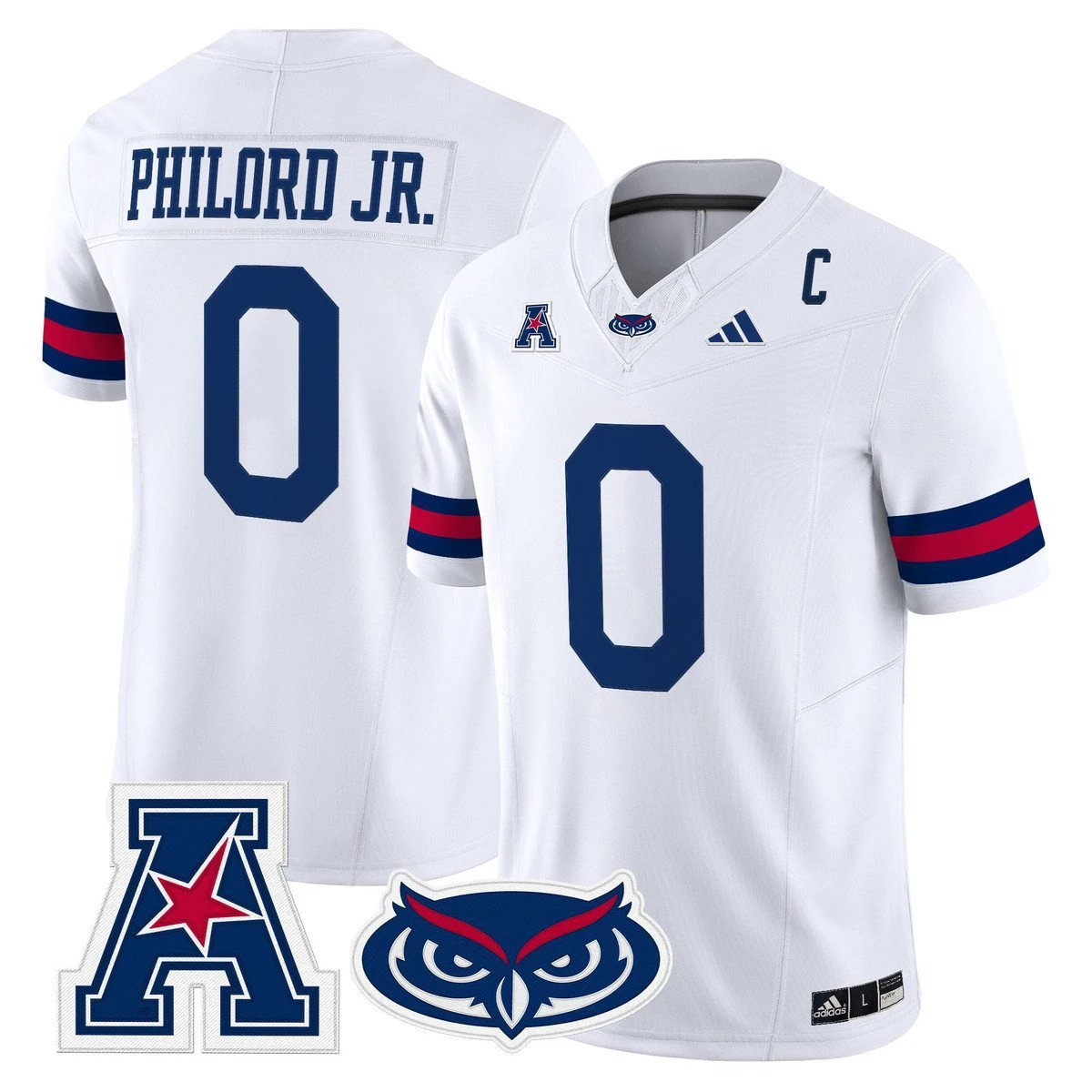 Wendol Philord Jersey #0 Florida Atlantic Owls 2025 All Stitched White by My Store NCAA Football Jerseys