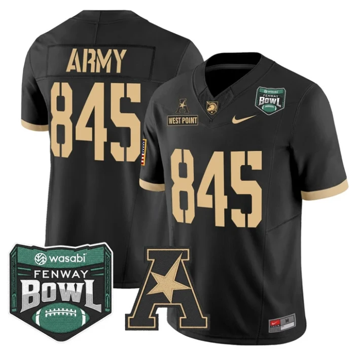 West Point Jersey #845 Army Black Knights 2025 Fenway Bowl Stitched Black by NCAA Football Jersey
