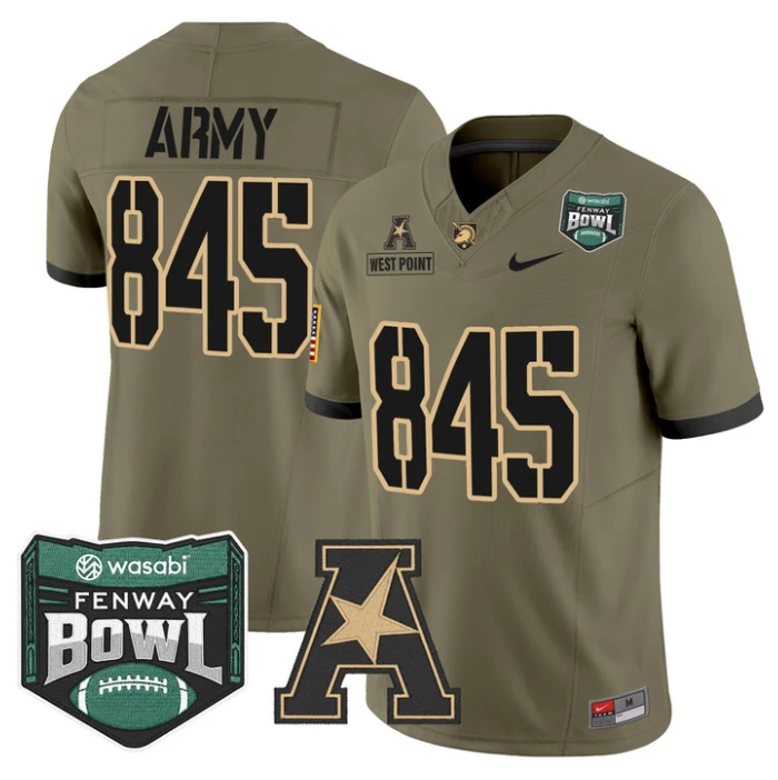 West Point Jersey #845 Army Black Knights 2025 Fenway Bowl Stitched Olive by NCAA Football Jersey