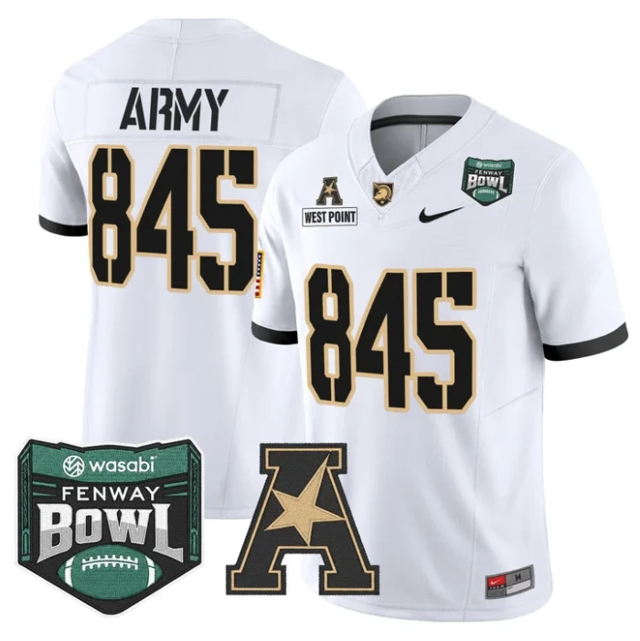 West Point Jersey #845 Army Black Knights 2025 Fenway Bowl Stitched White by NCAA Football Jersey