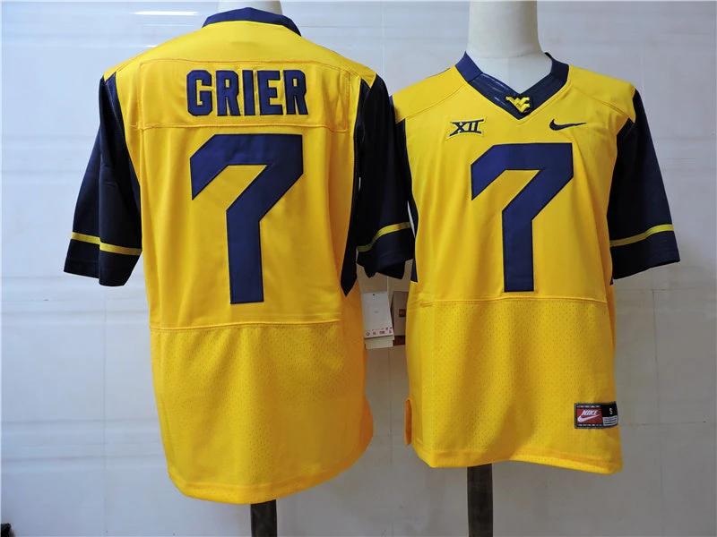 West Virginia Mountaineers #7 Will Grier College Football Jersey Yellow by My Store