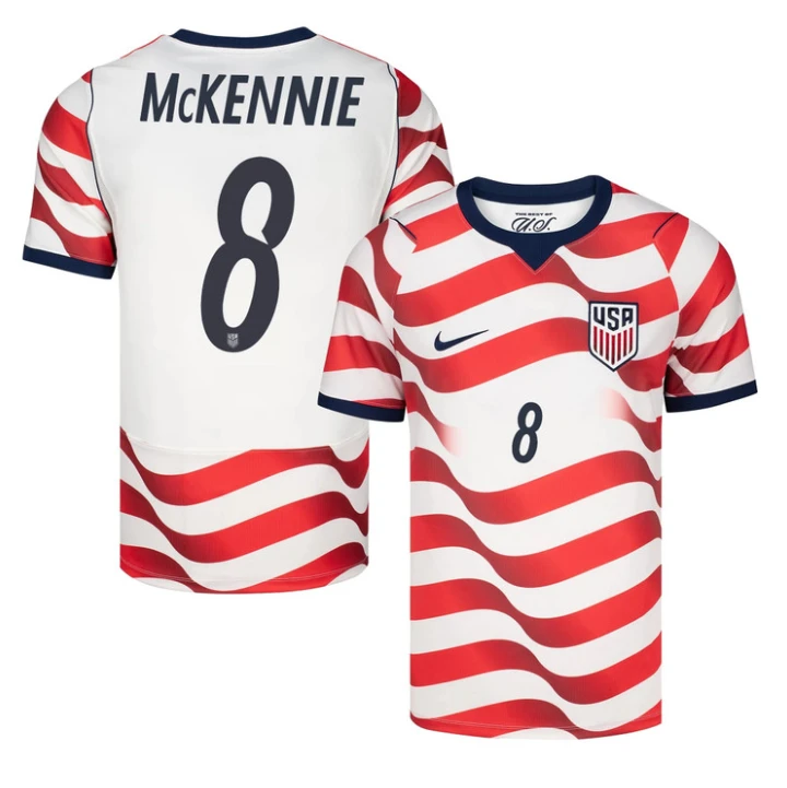 Weston McKennie Jersey #8 USMNT 2026 World Cup Match Stitched Stripes Soccer by Soccer Jersey