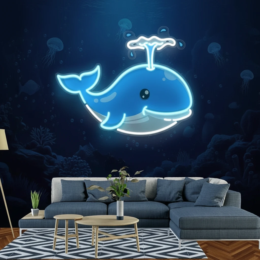 Whale Neon Sign Wall Decor for Home Bar Restaurant by Neonchics