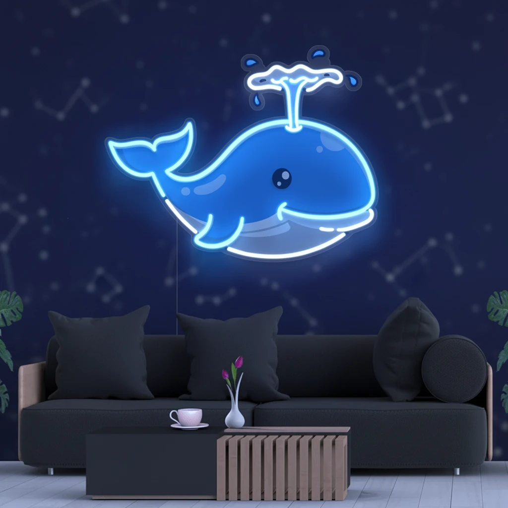 Whale Neon Sign Wall Decor for Home Bar Restaurant by Neonchics