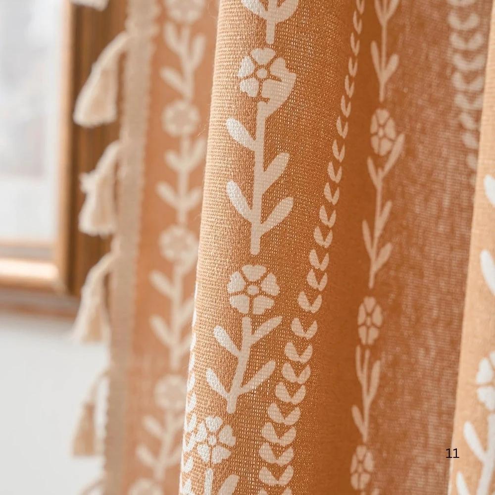 Wheat Pattern Beige Tassel Curtain by Casa & Beyond