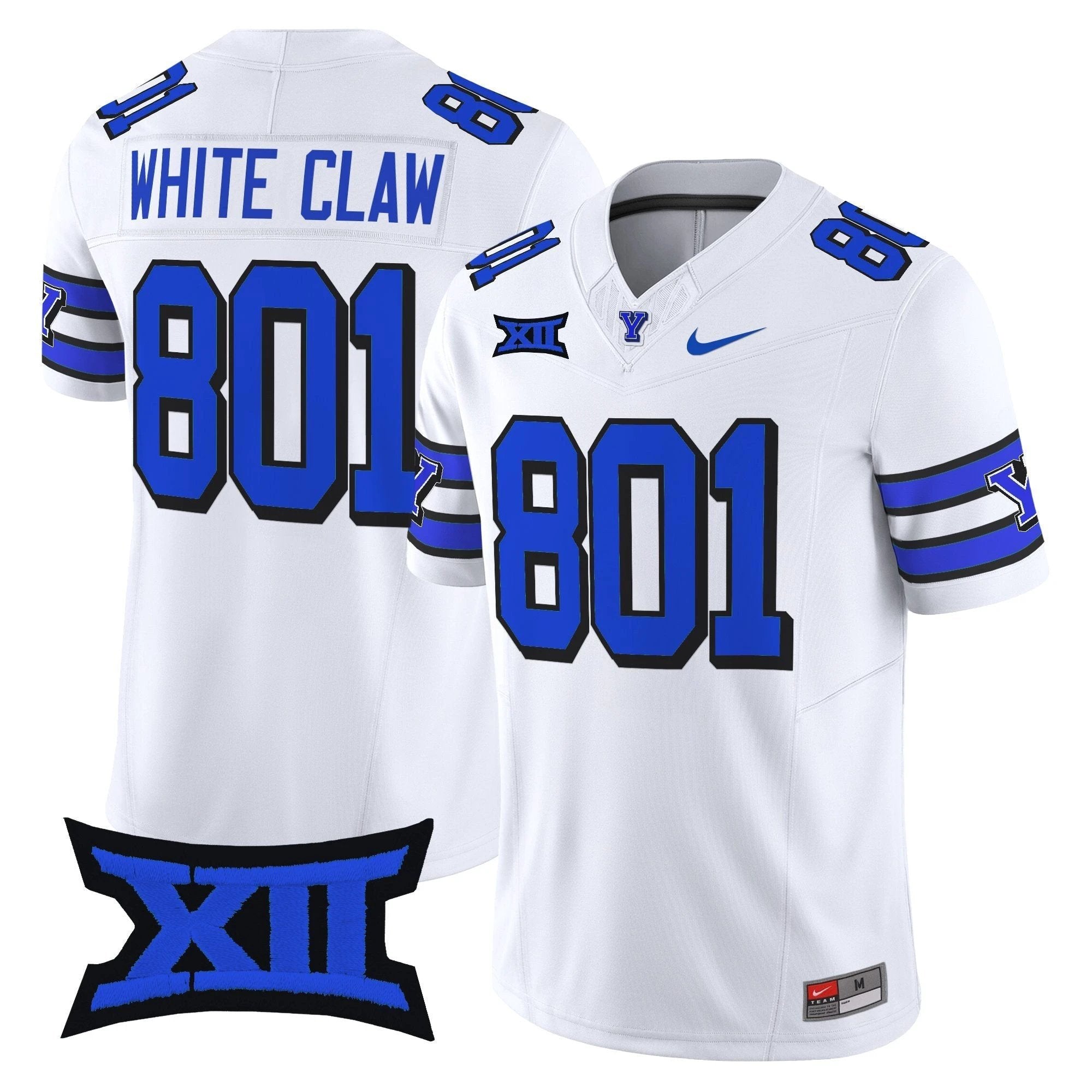 White Claw Jersey #801 BYU Cougars 2025 Vapor Limited Stitched 1996 Throwback by NCAA Football Jersey