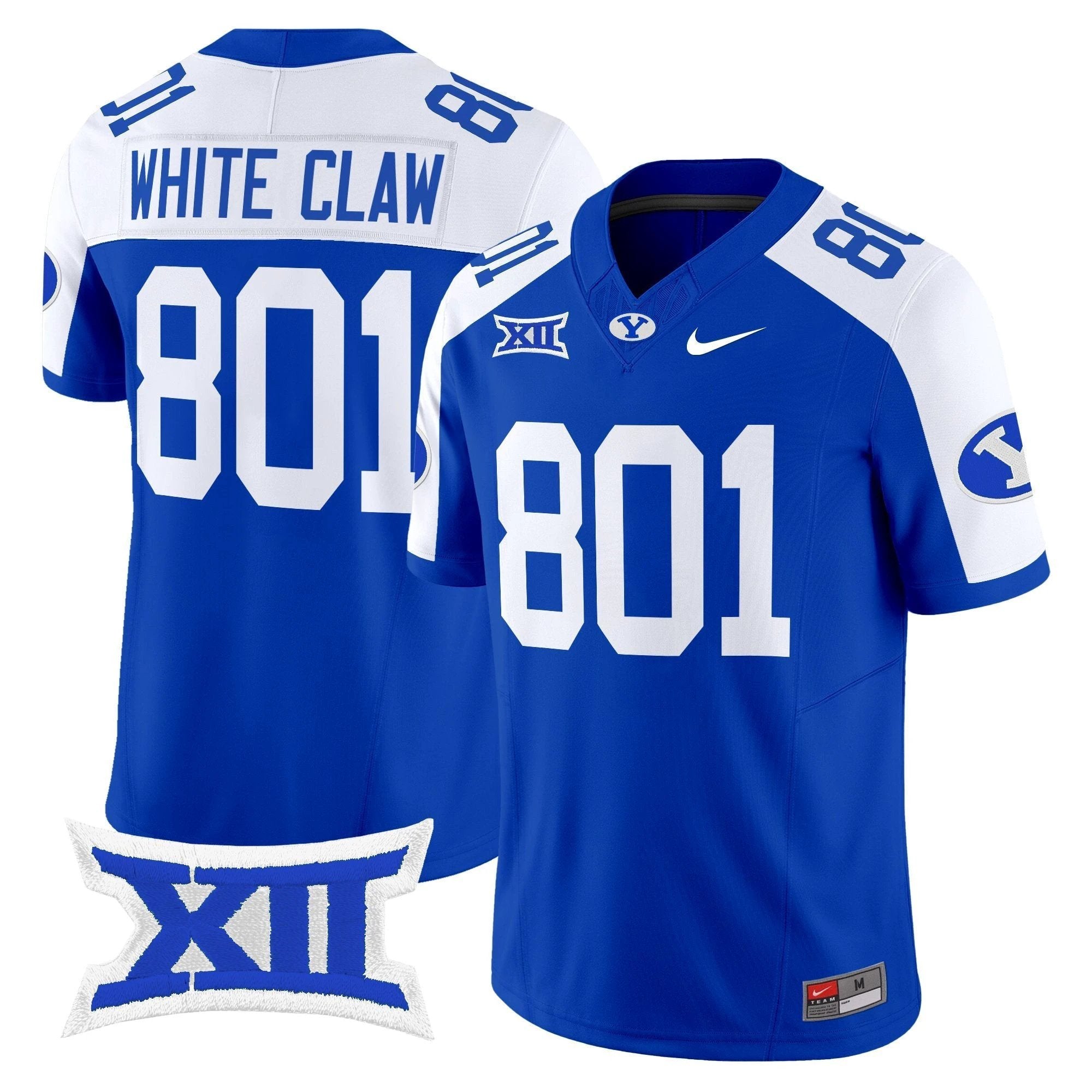 White Claw Jersey #801 BYU Cougars 2025 Vapor Limited Stitched Royal Alternate by NCAA Football Jersey