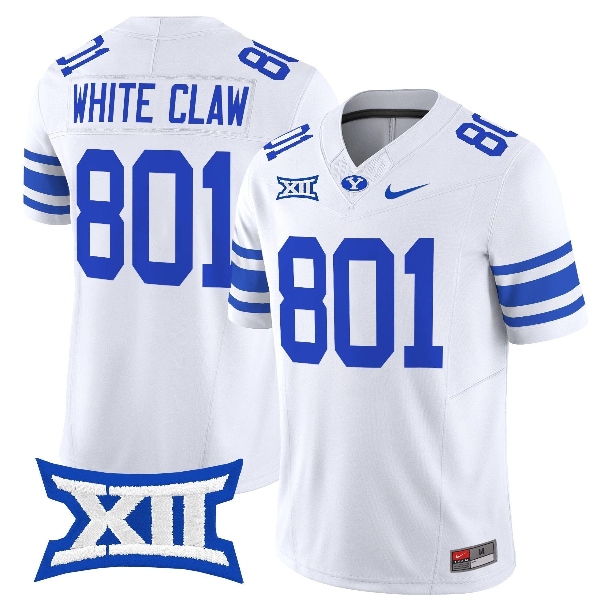 White Claw Jersey #801 BYU Cougars 2025 Vapor Limited Stitched White by NCAA Football Jersey