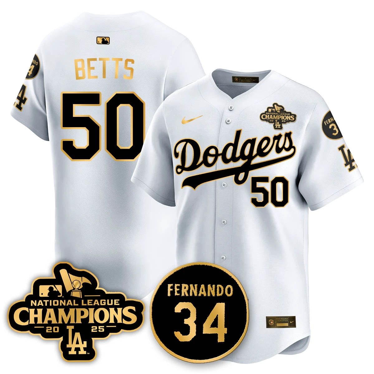 Los Angeles Dodgers 2025 NL Champions Jersey - All Stitched by Los Angeles Dodgers