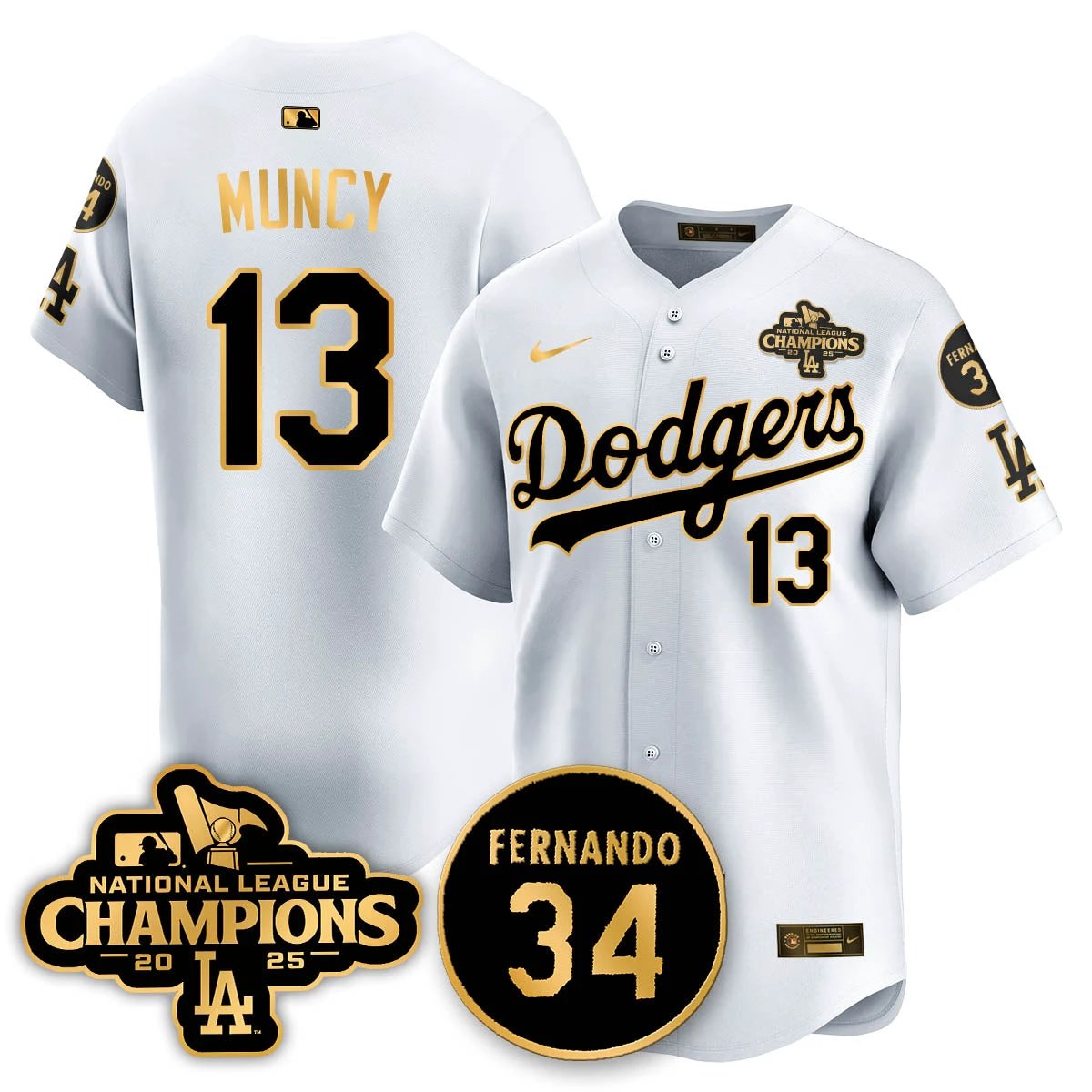 Los Angeles Dodgers 2025 NL Champions Jersey - All Stitched by Los Angeles Dodgers