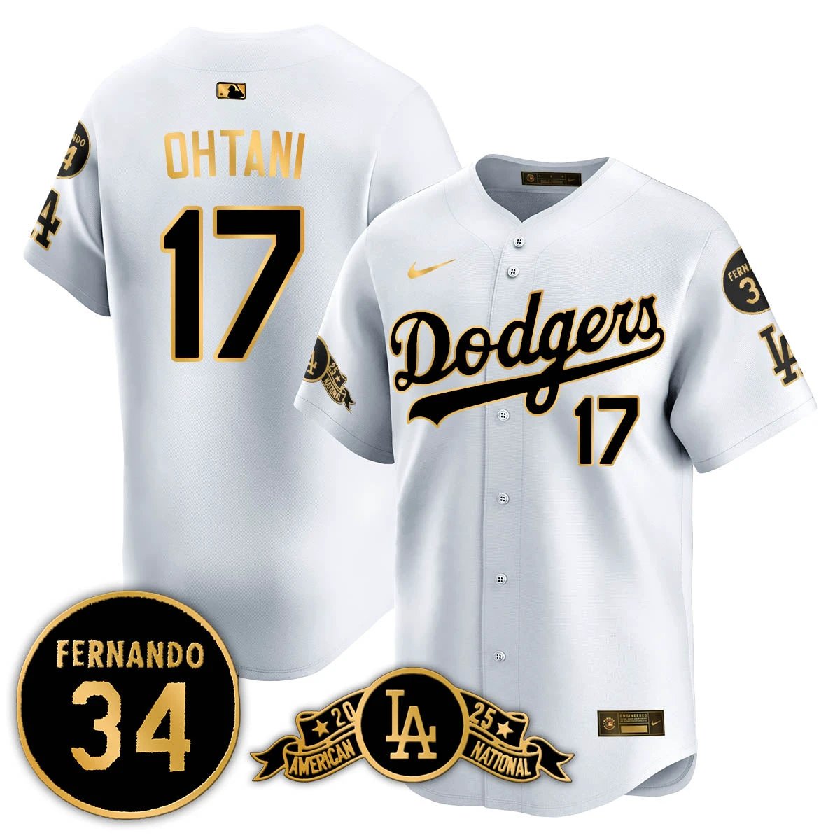 Los Angeles Dodgers 2025 National League Champions Jersey - All Stitched by Los Angeles Dodgers