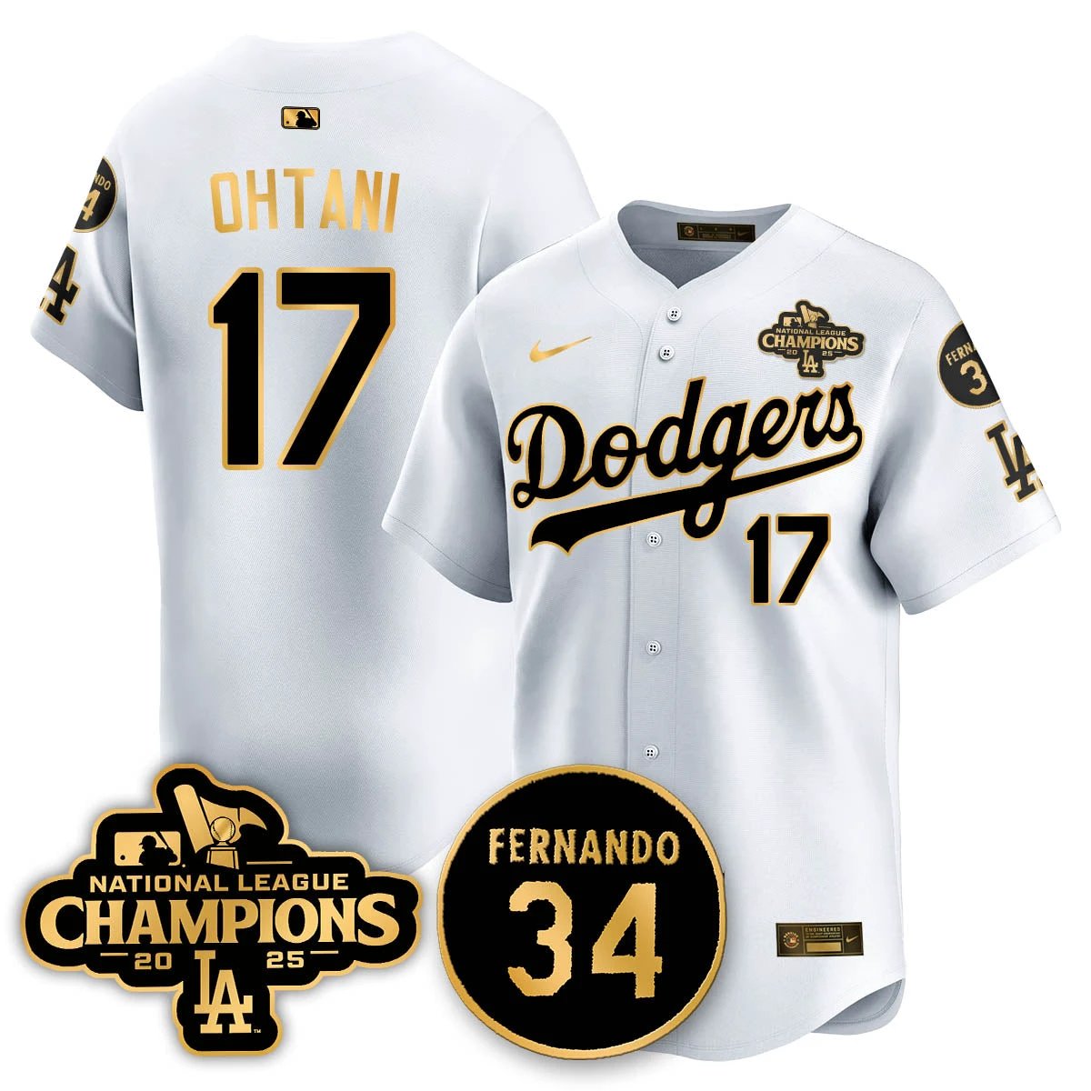 Los Angeles Dodgers 2025 NL Champions Jersey - All Stitched by Los Angeles Dodgers