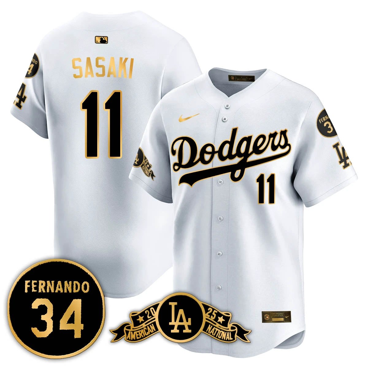 Los Angeles Dodgers 2025 National League Champions Jersey - All Stitched by Los Angeles Dodgers