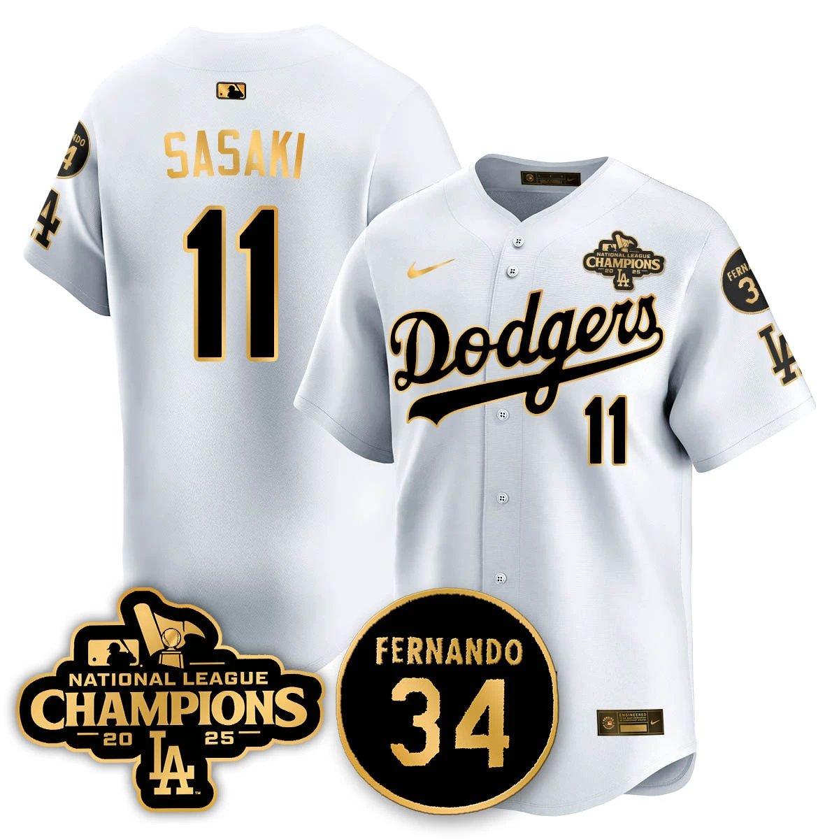 Los Angeles Dodgers 2025 NL Champions Jersey - All Stitched by Los Angeles Dodgers