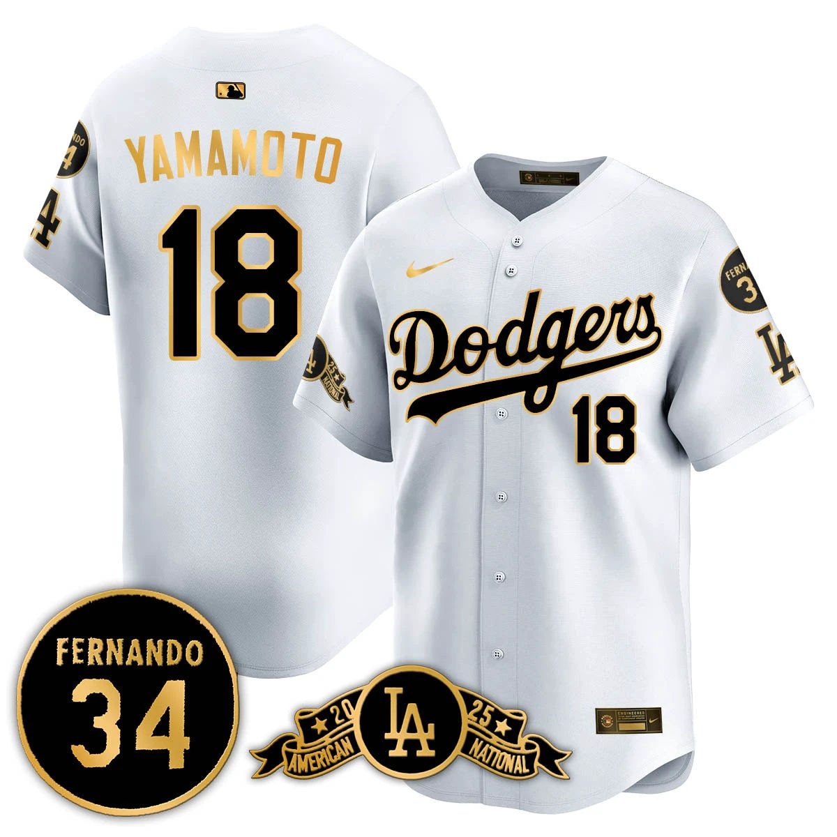 Los Angeles Dodgers 2025 National League Champions Jersey - All Stitched by Los Angeles Dodgers