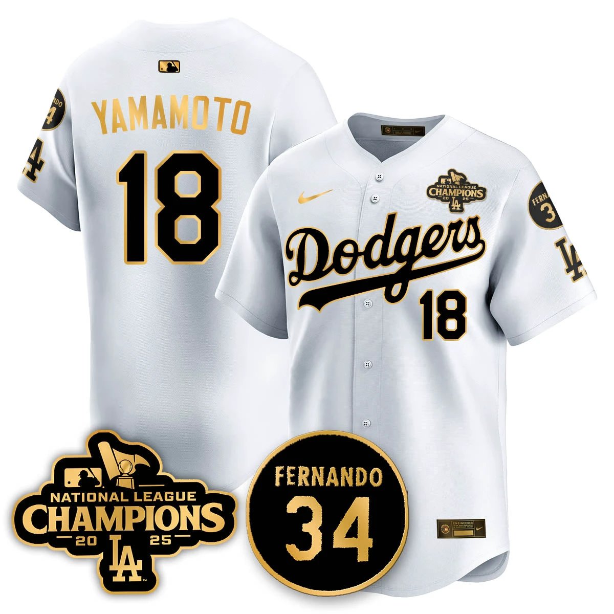 Los Angeles Dodgers 2025 NL Champions Jersey - All Stitched by Los Angeles Dodgers