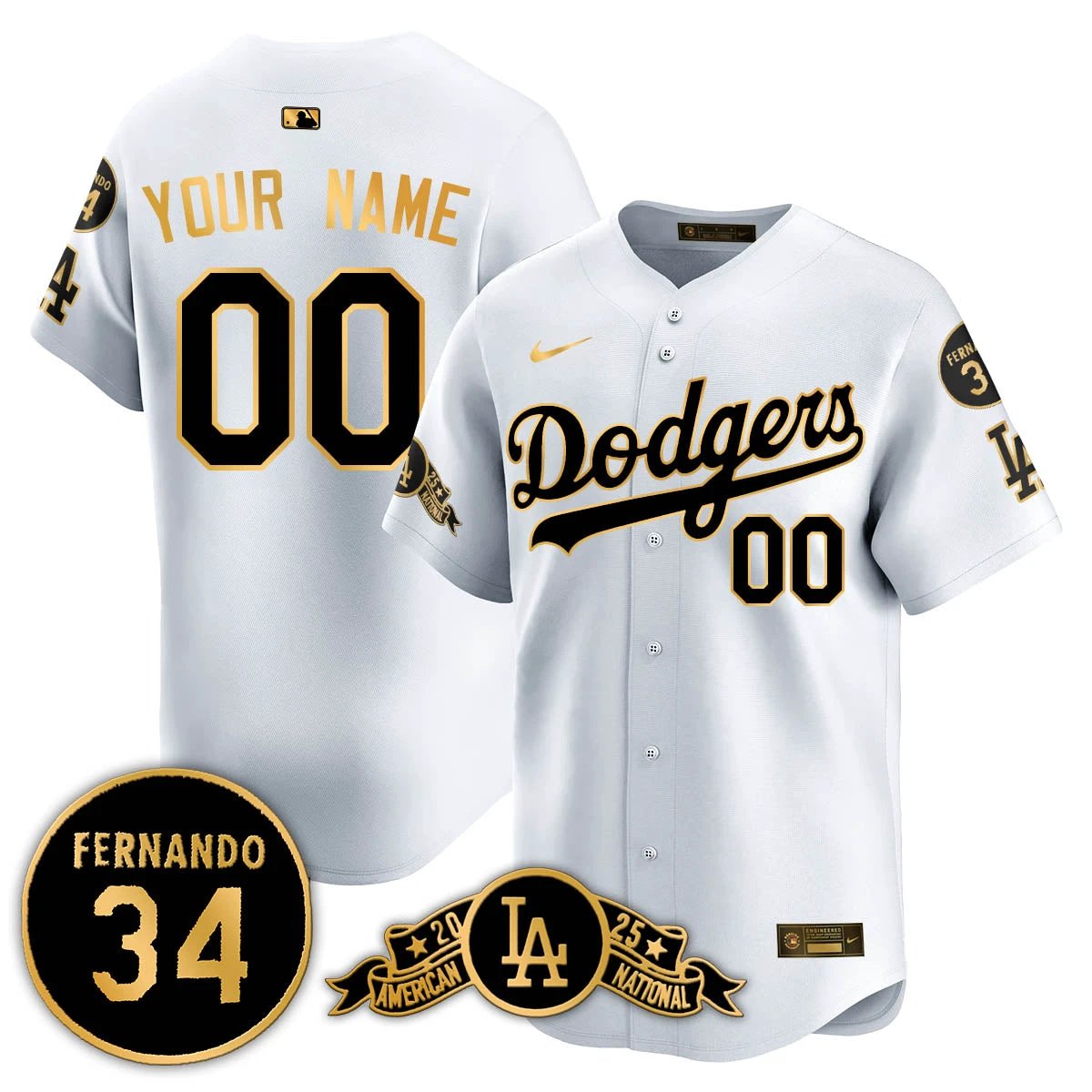 Los Angeles Dodgers 2025 National League Champions Jersey - All Stitched by Los Angeles Dodgers