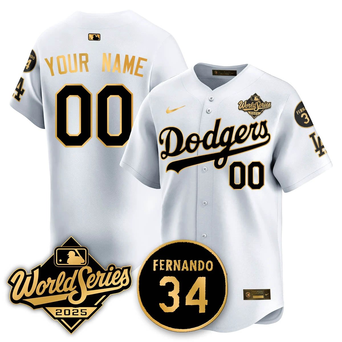 Los Angeles Dodgers 2025 National League Champions Custom Jersey - All Stitched by Los Angeles Dodgers