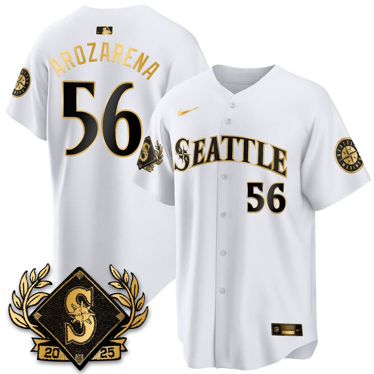 Seattle Mariners 2025 Series Gold Champions Jersey - All Stitched by Seattle Mariners