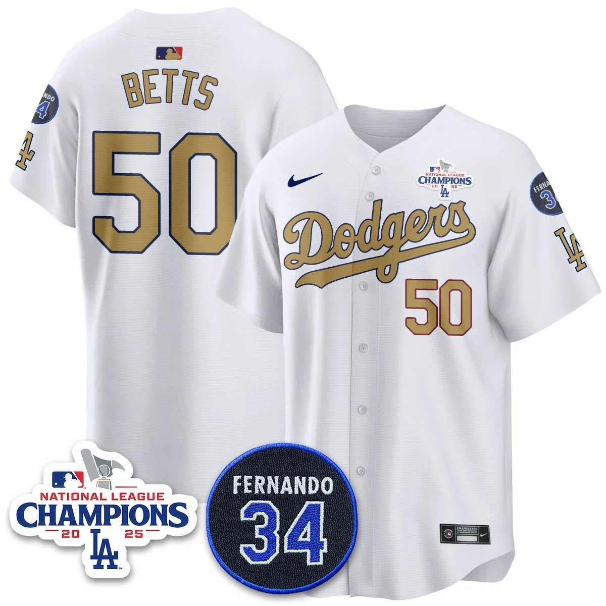 Los Angeles Dodgers 2025 NL Champions Jersey - All Stitched by Los Angeles Dodgers