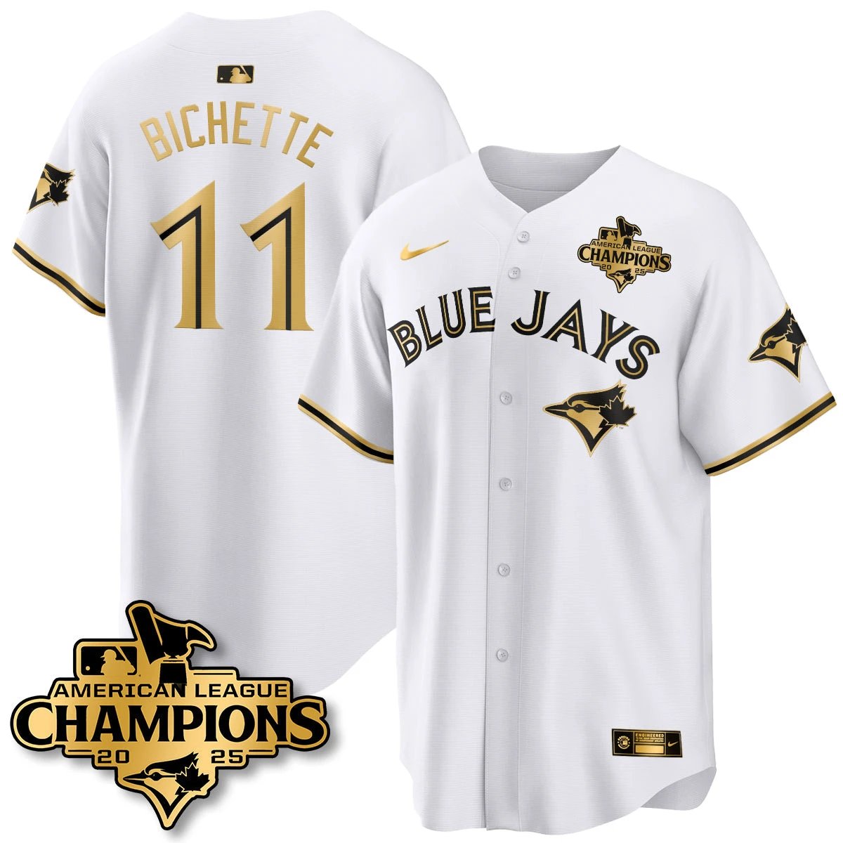 Toronto Blue Jays 2025 American League Champions Jersey - All Stitched by Toronto Blue Jays