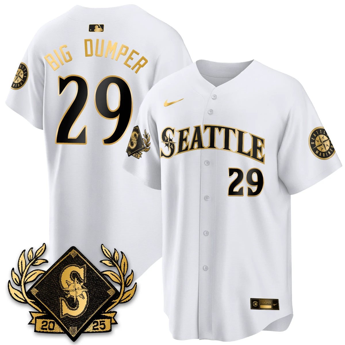 Seattle Mariners 2025 Series Gold Champions Jersey - All Stitched by Seattle Mariners