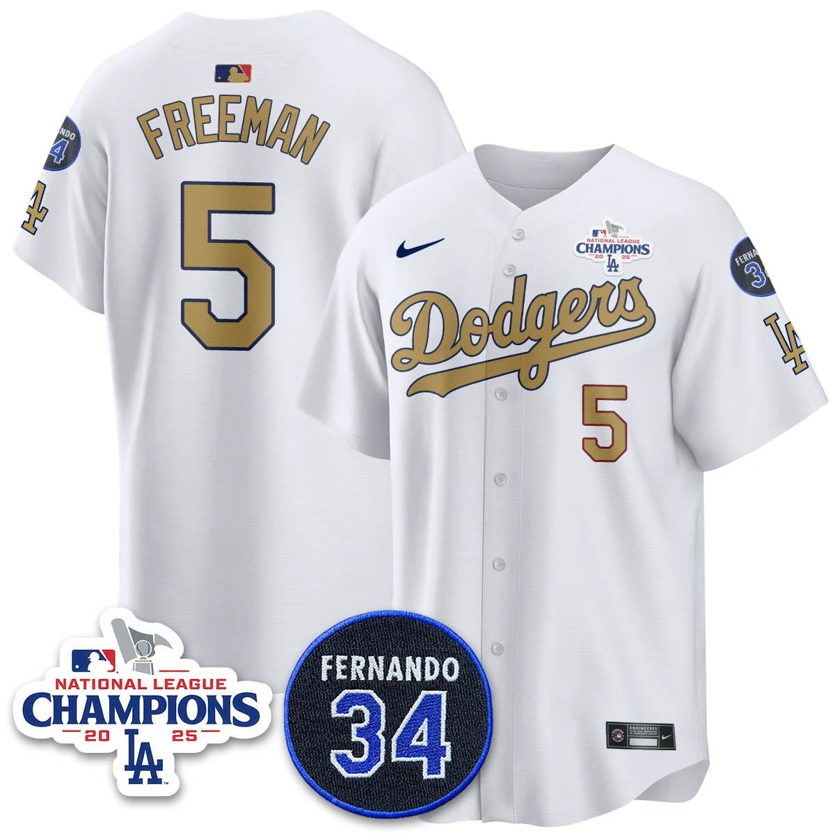 Los Angeles Dodgers 2025 NL Champions Jersey - All Stitched by Los Angeles Dodgers
