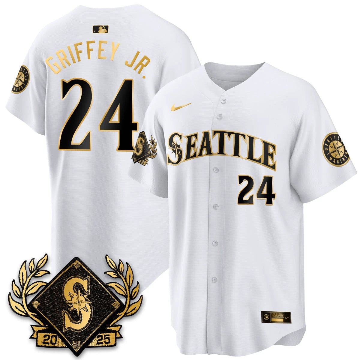 Seattle Mariners 2025 Series Gold Champions Jersey - All Stitched by Seattle Mariners